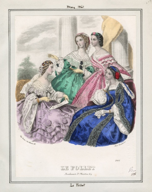 1861. ladies in evening dresses, may