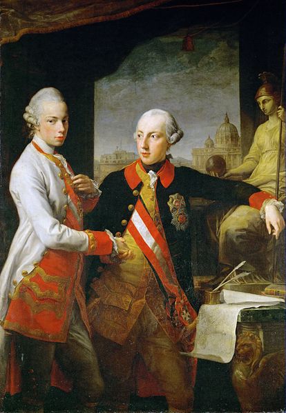 1769. Leopold (left) with his brother Emperor Joseph II, by Pompeo Batoni