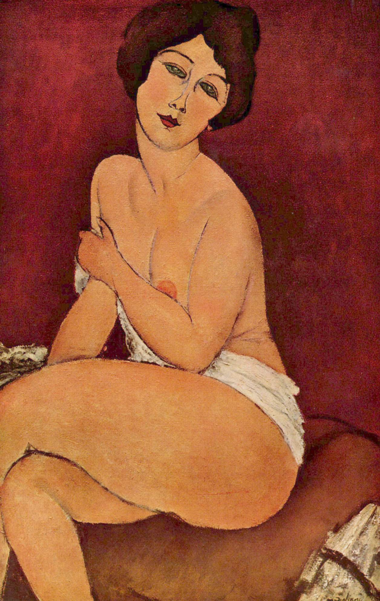 1917. Nude Sitting on a Divan (The Beautiful Roman Woman) by Amedeo Modigliani