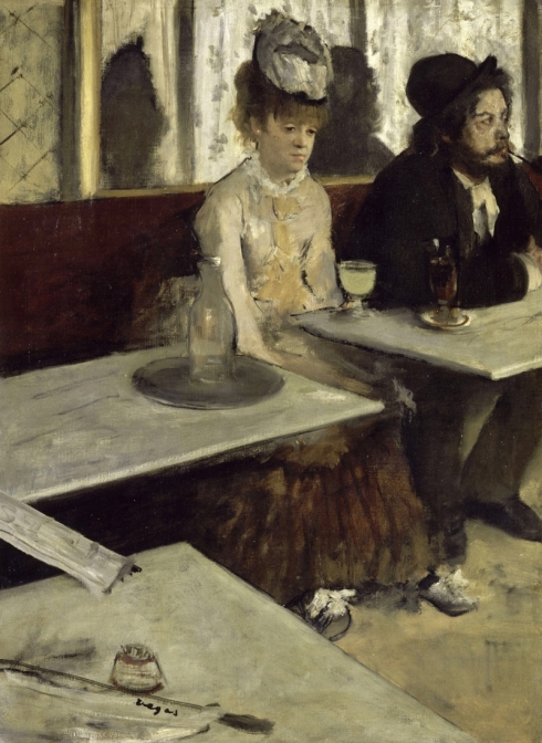 1876. L'Absinthe, oil on canvas, by Edgar Degas a