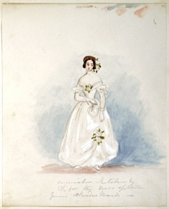 1839. sketch by Queen Victoria, Design for her bridesmaids dresses