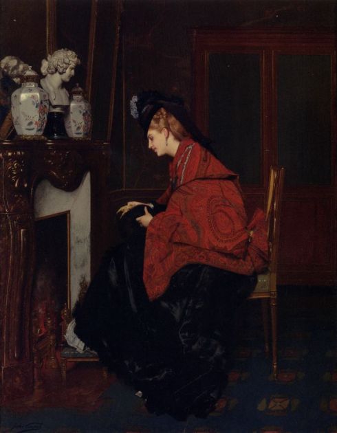 1875. By The Fireplace - Jules Adolphe Goupil