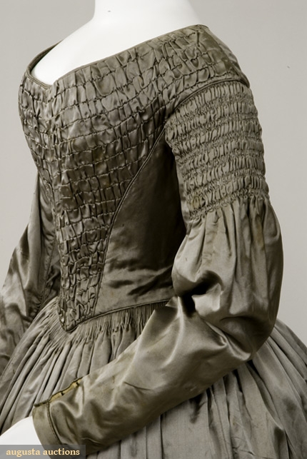 1840s grey silk satin gown 4