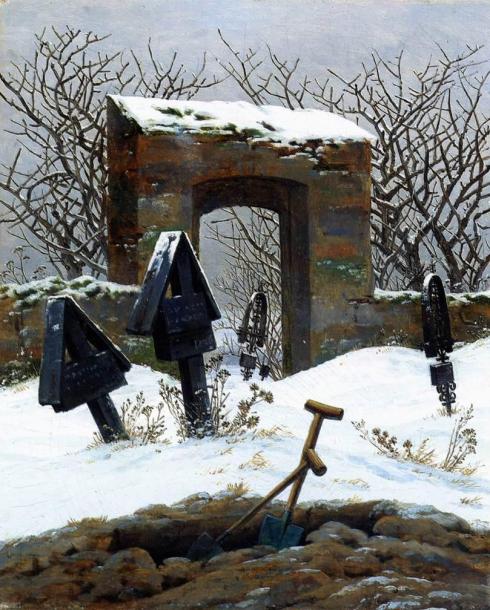 1826. Graveyard under Snow - Caspar David Friedrich