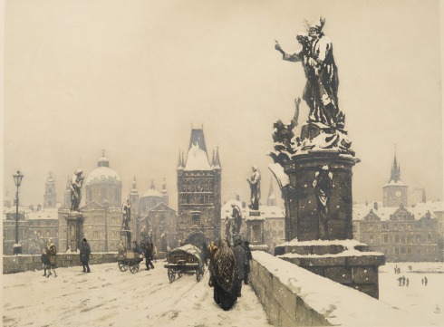 1900s Charles Bridge in Winter - Tavík František Šimon (1877 - 1942)