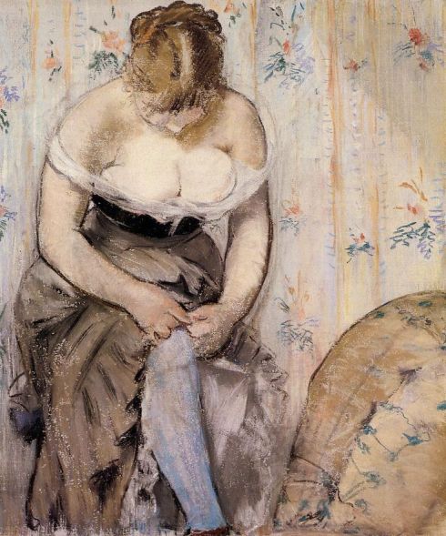 1878-79. Woman fastening her garter - Edouard Manet